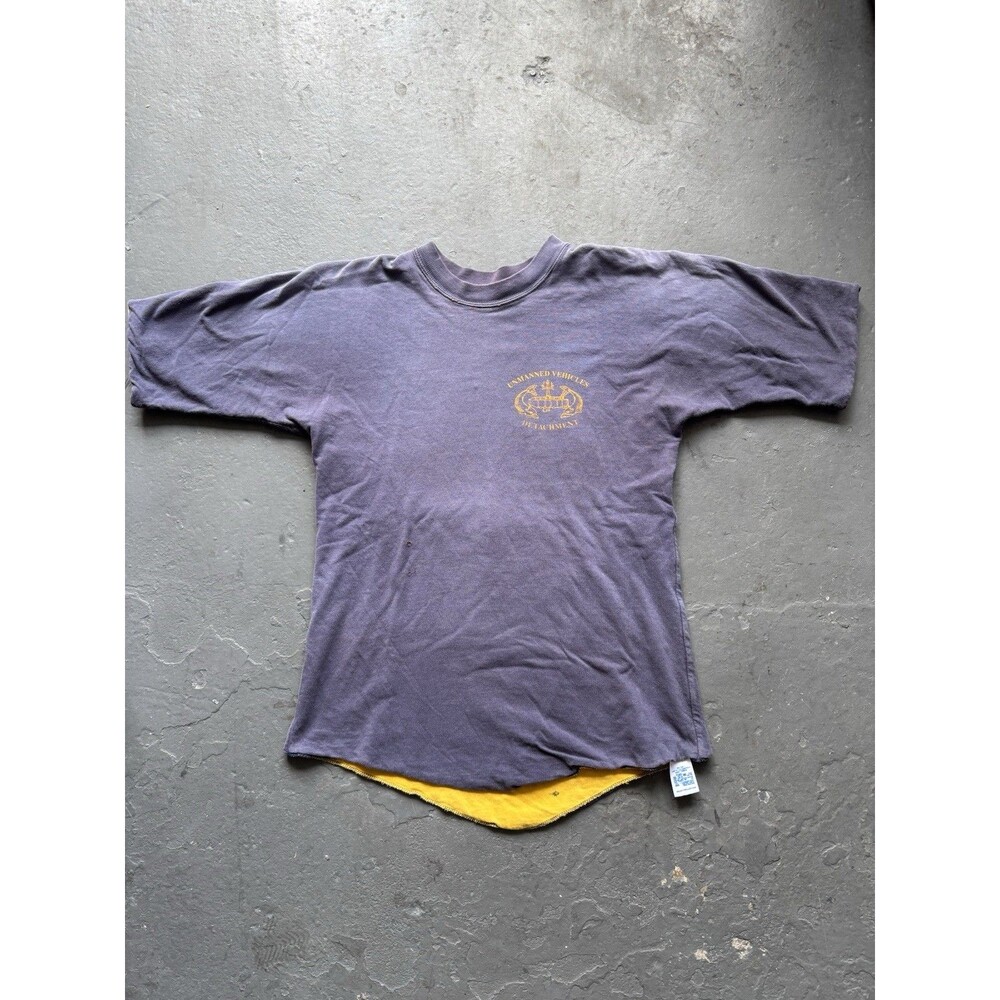 Vintage 80s US Military Diver Reversible Double Face T Shirt Sun Faded
